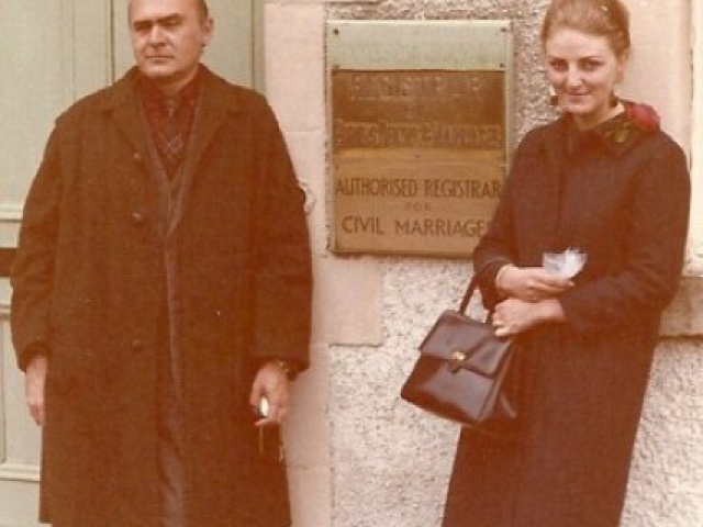 Bartolo Cattafi ed Ada Cattafi insieme a Callander, in Scozia, nell'anno 1967